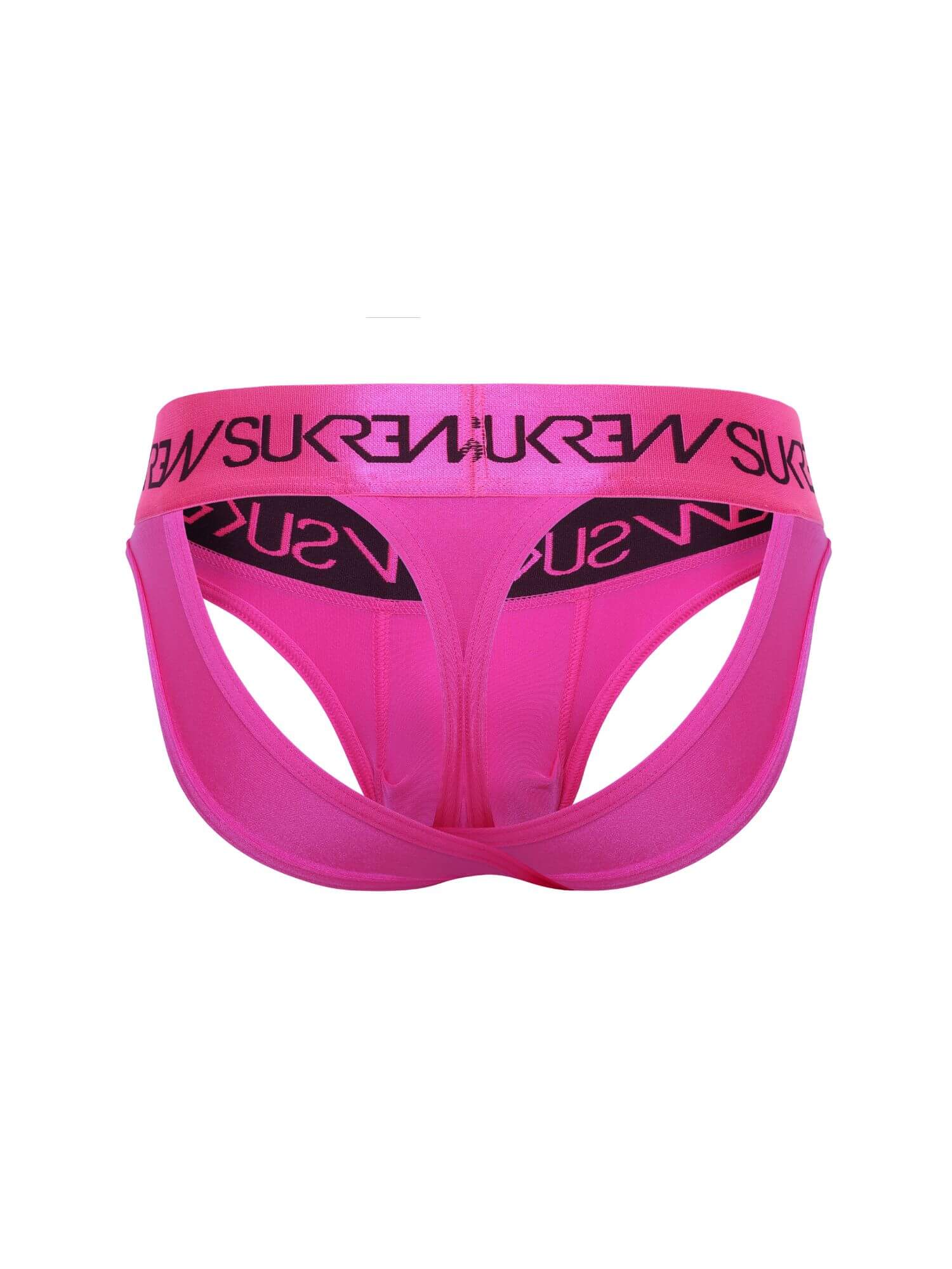 Pink men's underwear with brand logo on a white background