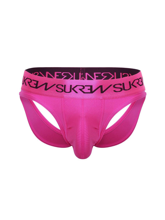 Pink men's underwear with brand logo on a white background