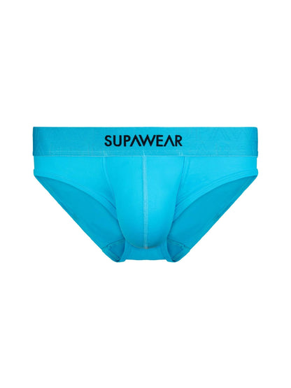 Blue men's underwear with 'Supawear' branding on a white background