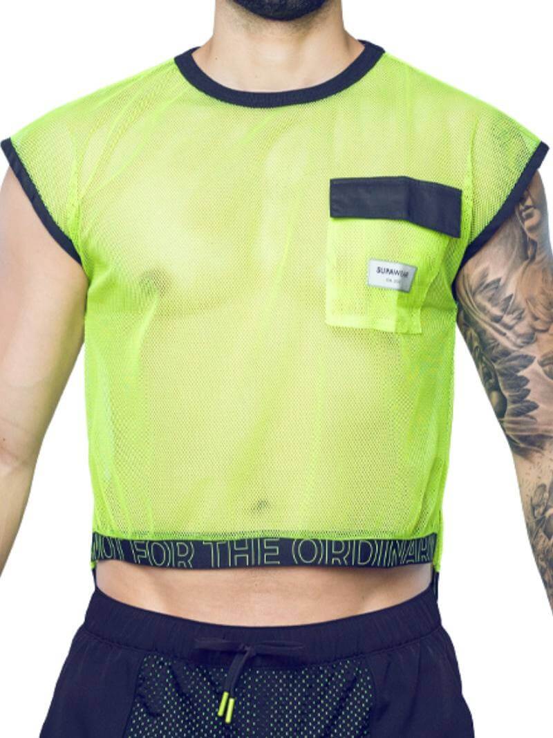Men's Supawear Neon Mesh Cropped Tank Top