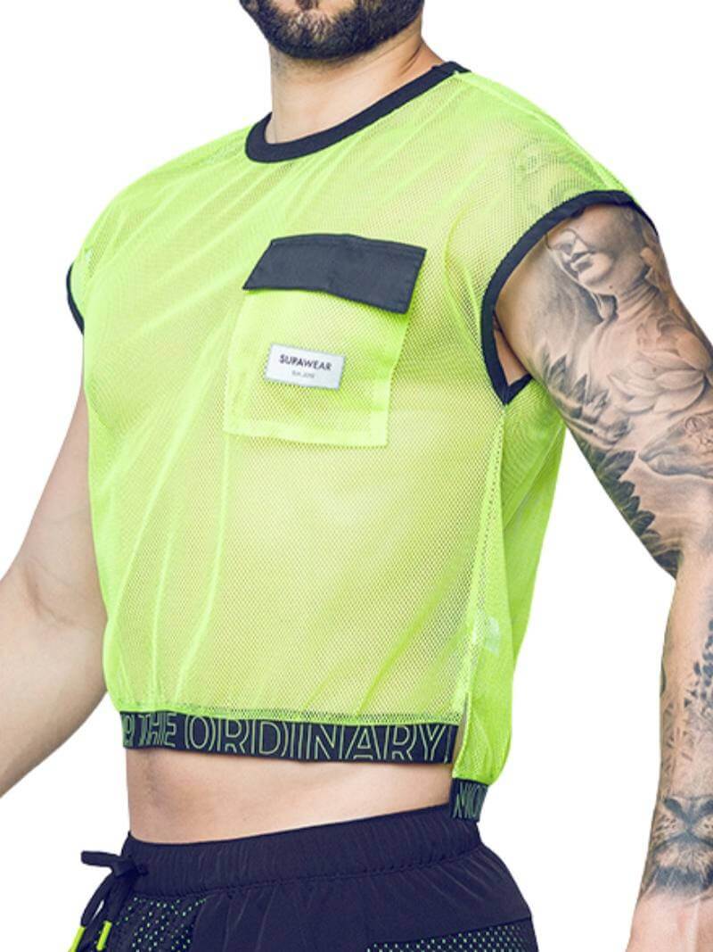 Men's Supawear Neon Mesh Cropped Tank Top