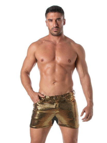 Mens TOF Paris 5 Pocket Mid-Thigh Glitter Short