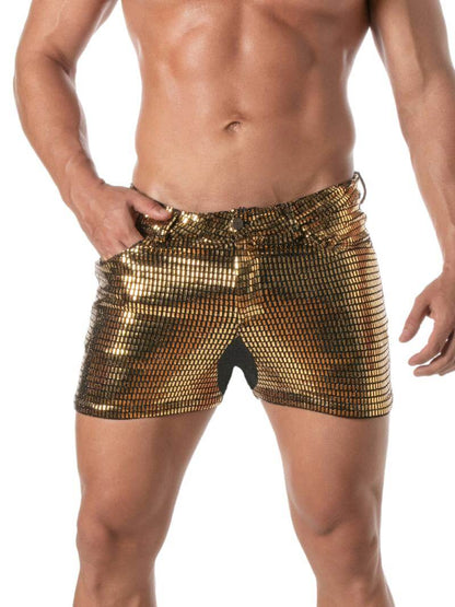 Mens TOF Paris 5 Pocket Mid-Thigh Glitter Short