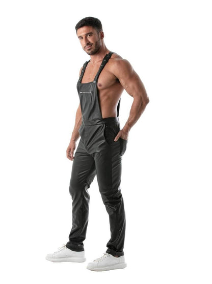 Mens TOF Paris Kinky Leather Look Overall Dungaree Pants