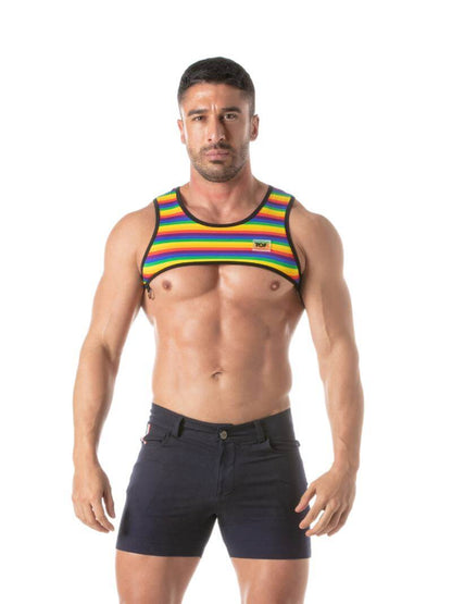 Mens TOF Paris Rainbow Striped Cropped Top